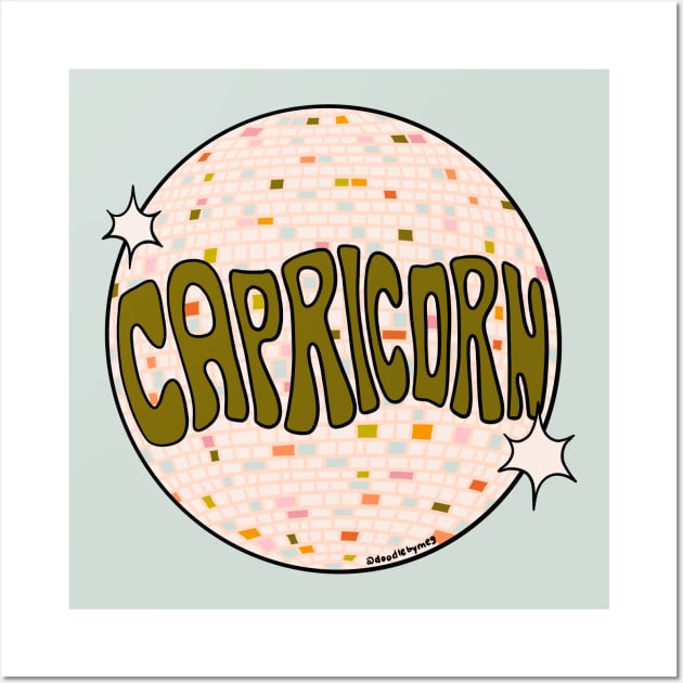 Capricorn Disco Ball Wall Art by Doodle by Meg
